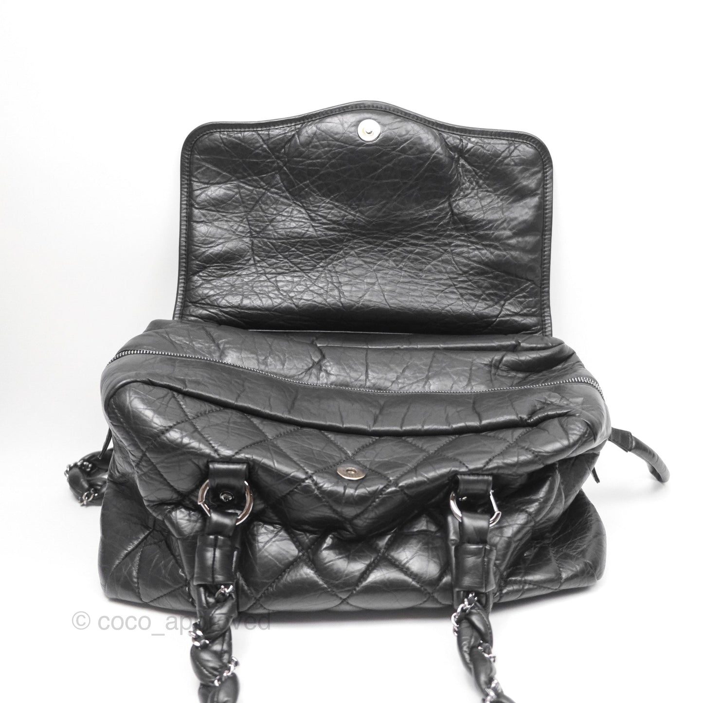 Chanel Quilted Lady Braid Bowler Bag Black Calfskin Silver Hardware