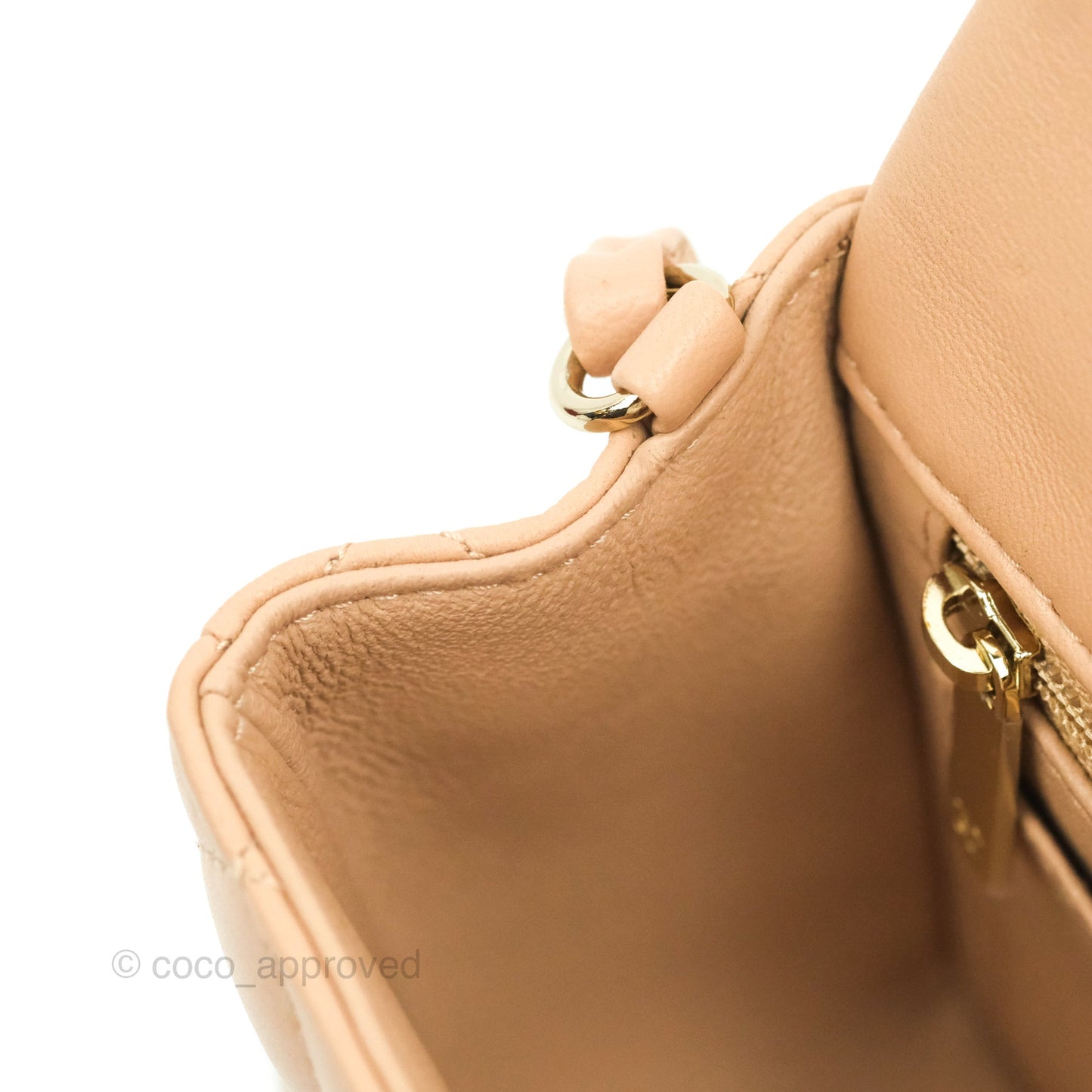 Chanel Quilted Mini Rectangular Flap Beige Lambskin Gold Hardware