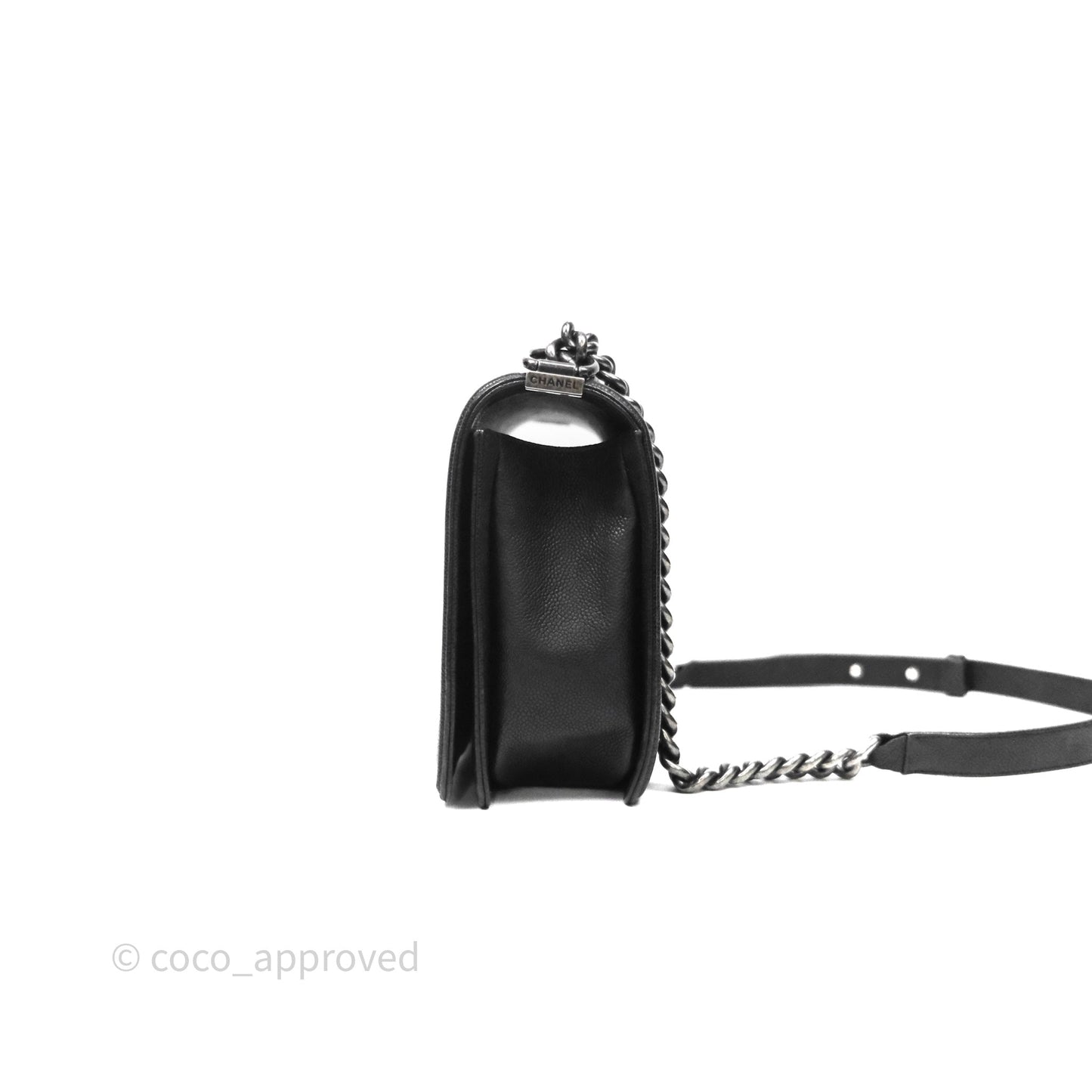 Chanel Quilted New Medium Boy Black Caviar Ruthenium Hardware