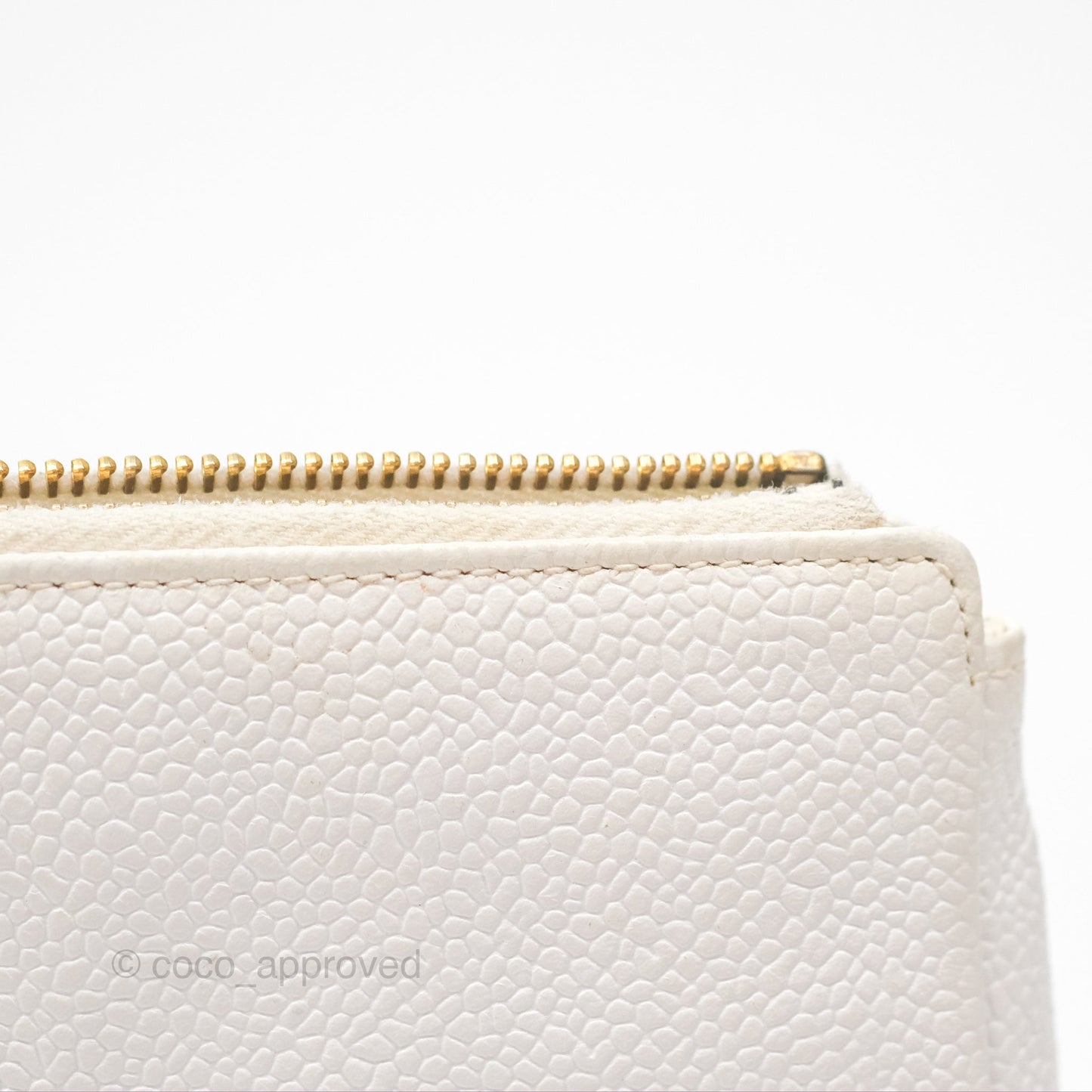 Chanel Vintage CC Clutch White Caviar Gold Hardware
