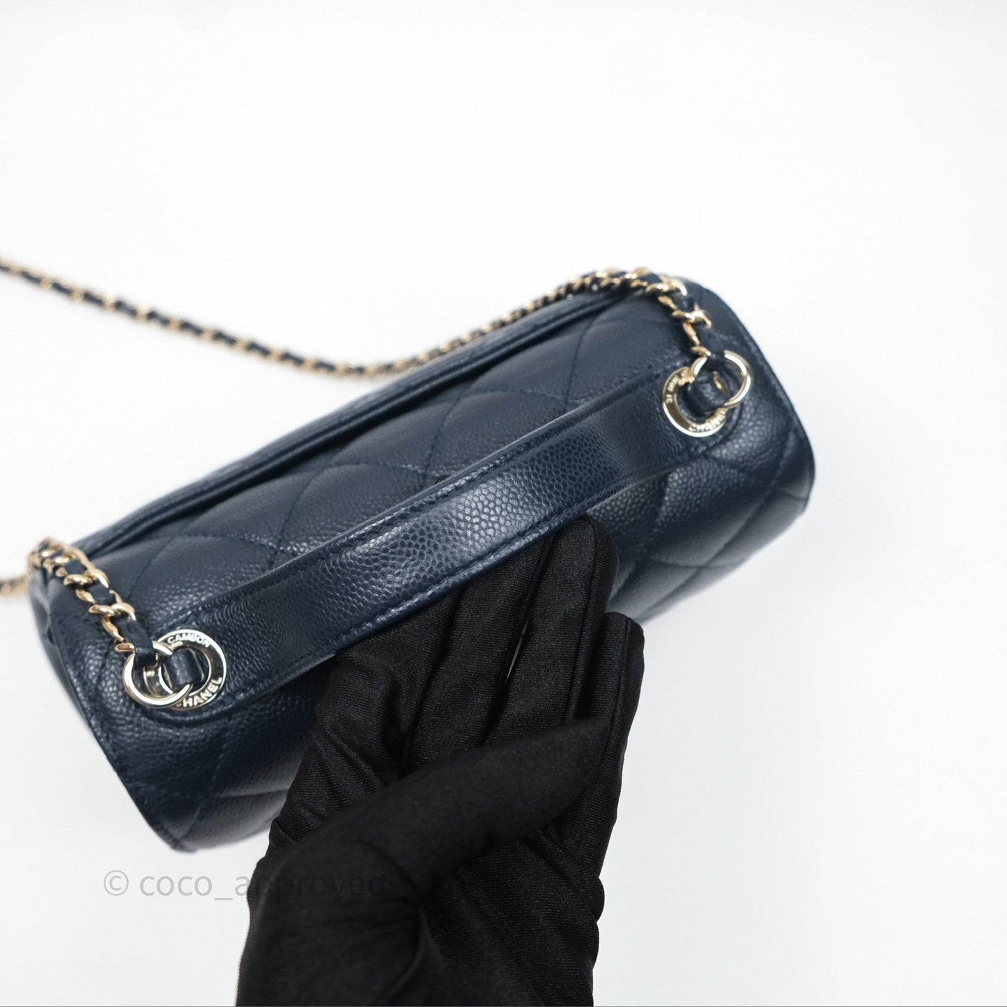 Chanel Quilted Small Business Affinity Flap Navy Caviar Gold Hardware
