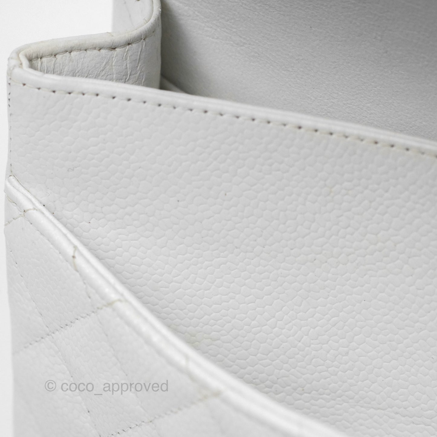 Chanel Classic M/L Medium Double Flap White Caviar Silver Hardware