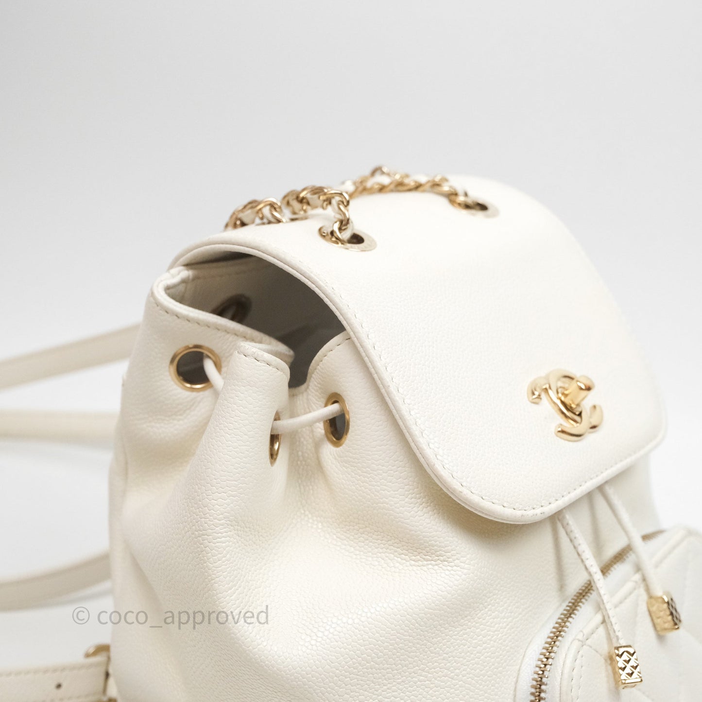 Chanel Quilted Business Affinity Backpack Ivory White Caviar Gold Hardware