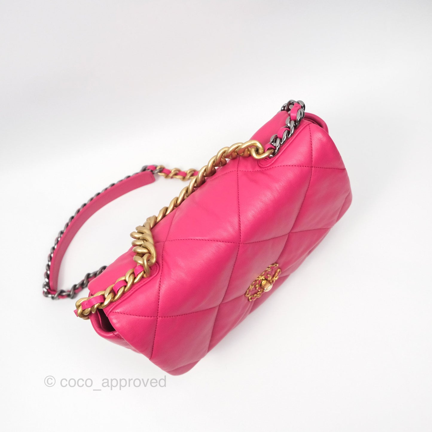 Chanel 19 Large (Medium) Dark Pink Goatskin Mixed Hardware