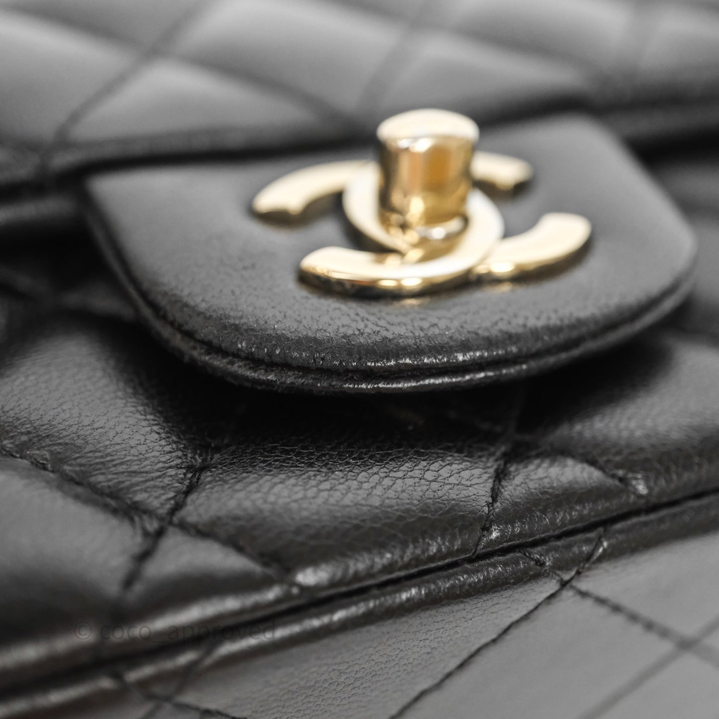 Chanel Mini Square Quilted Black Lambskin Gold Hardware