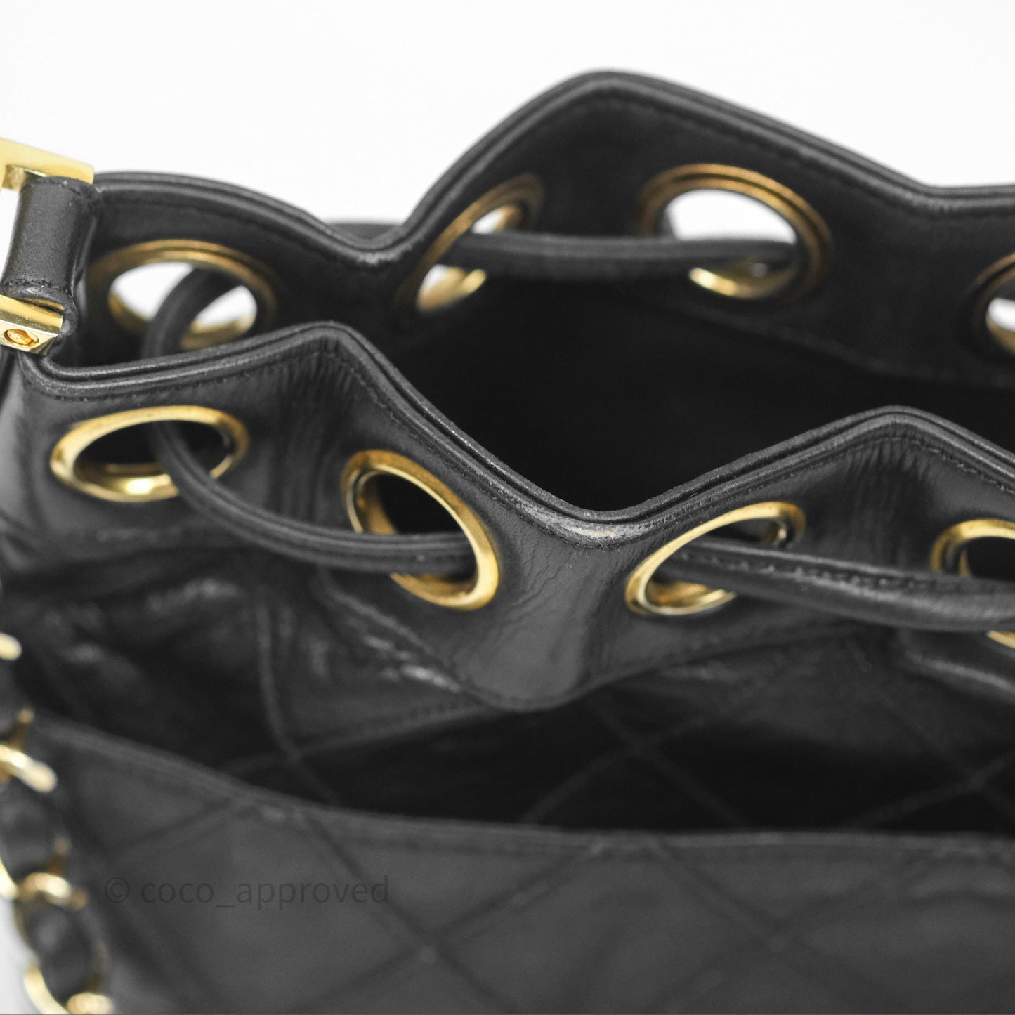 Chanel Vintage Mini CC Bucket Bag Black Lambskin Gold Hardware
