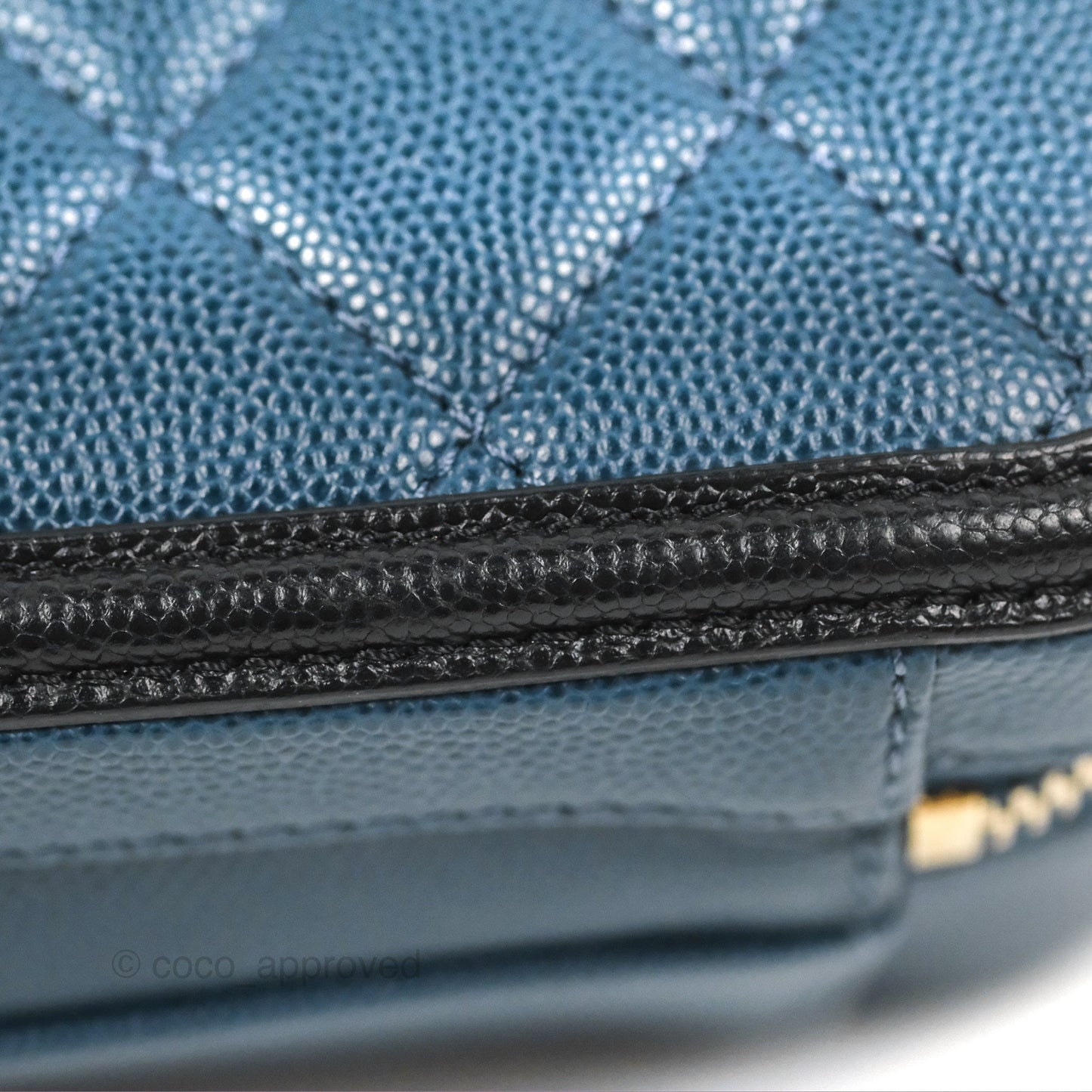 Chanel Quilted Medium CC Filigree Vanity Case Navy Black Caviar Aged Gold Hardware