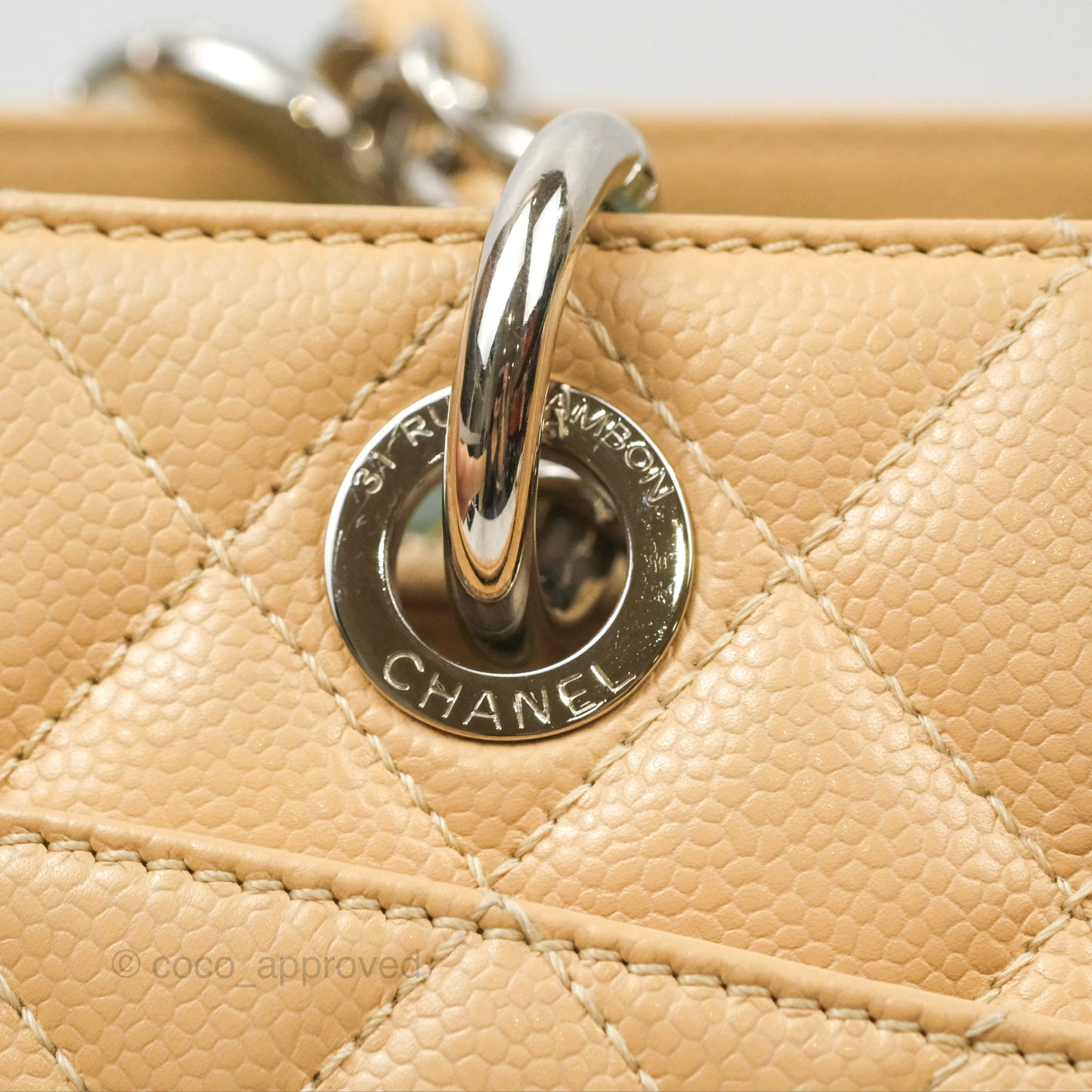 Chanel GST Beige Caviar Silver Hardware