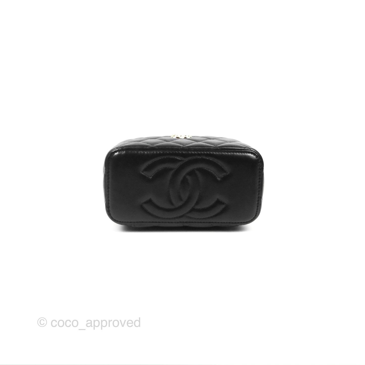 Chanel Vanity Rectangular Top Handle Black Lambskin Gold Hardware