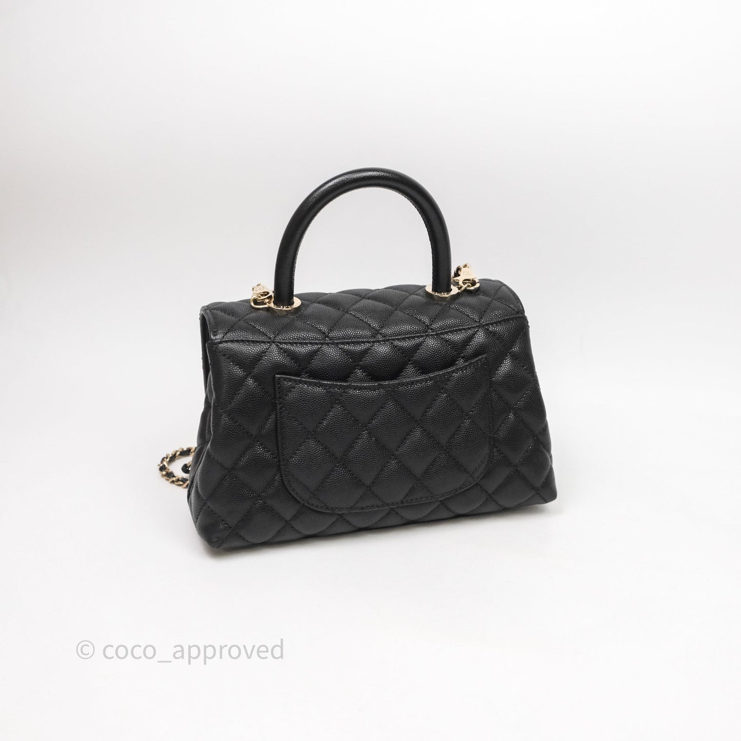 Chanel Small Coco Handle Black Caviar Light Gold Hardware