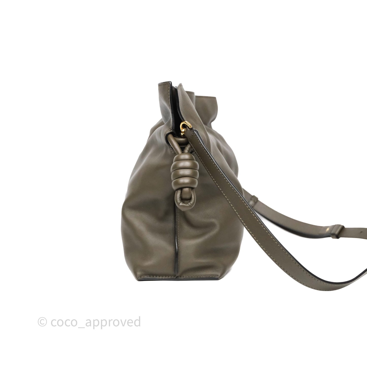 Loewe Flamenco Clutch Medium in Nappa Calfskin Dark Khaki Green