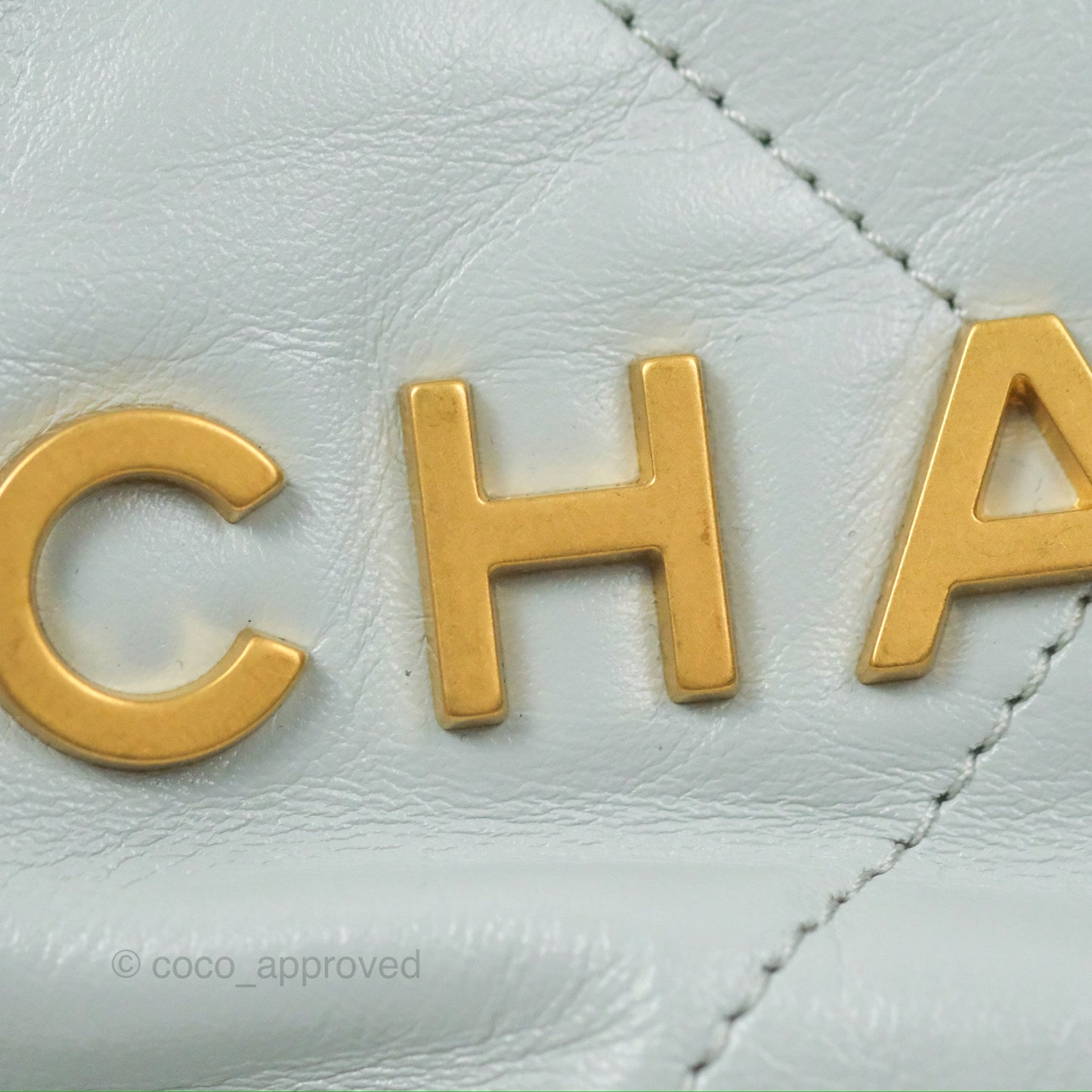 Chanel 22 Mini Bag Light Blue Grey Shiny Calfskin
