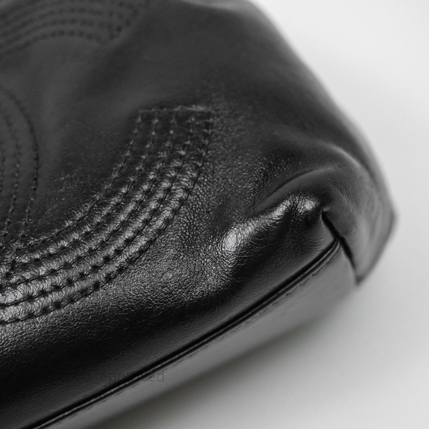 Chanel Vintage CC Drawstring Bag Black Calfskin Silver Hardware