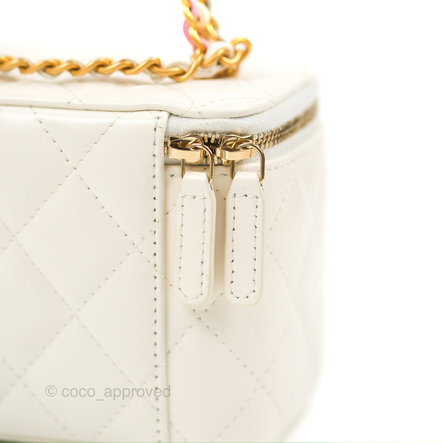 Chanel Rainbow Top Handle Vanity White Glazed Lambskin 23P