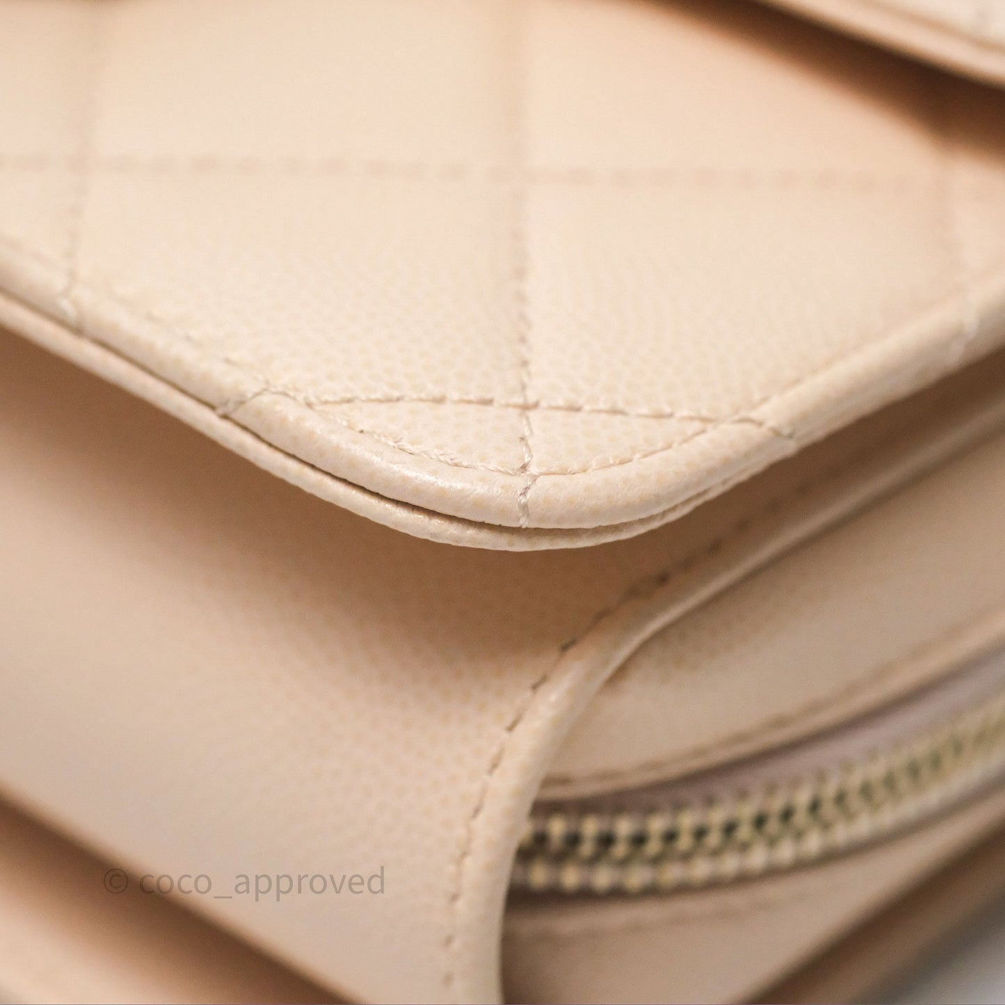 Chanel Quilted Small Like The Wallet Flap Light Beige Pink Caviar Light Gold Hardware 22C