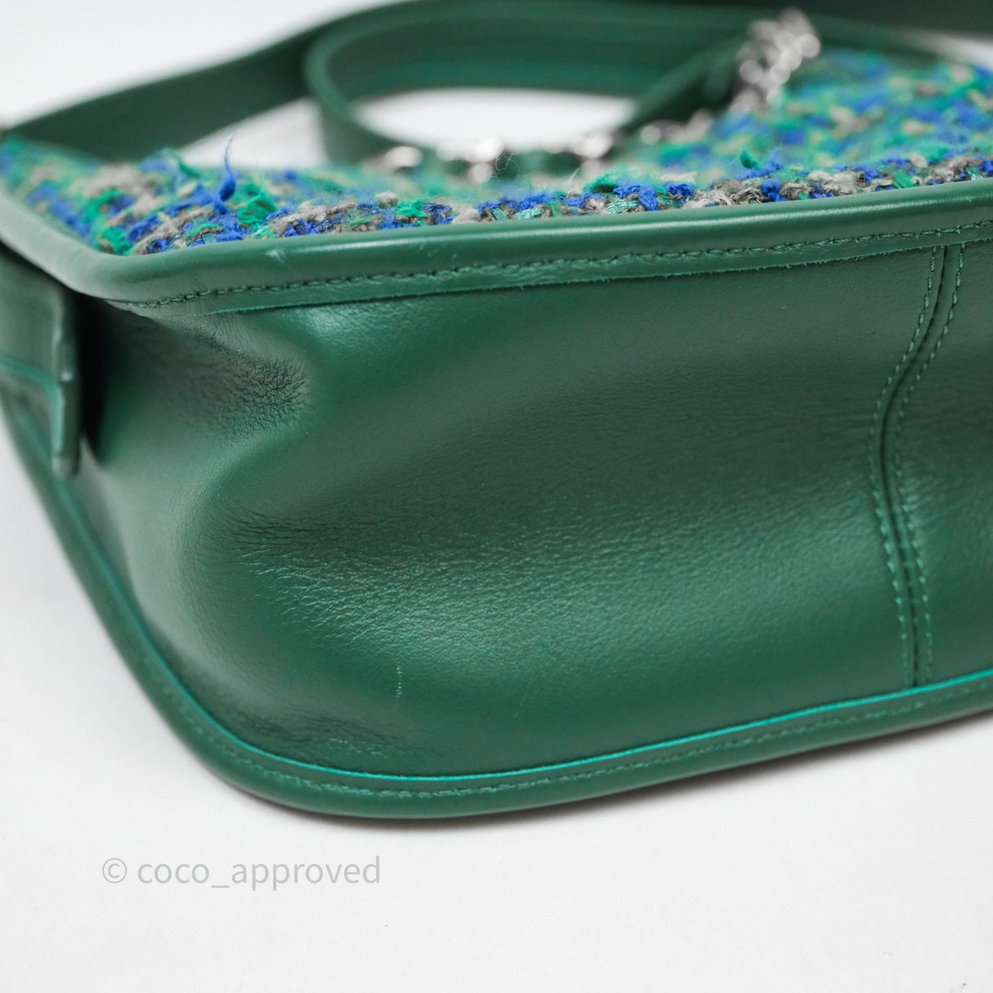 Chanel Tweed Jungle Stroll Hobo Bag Green Silver Hardware