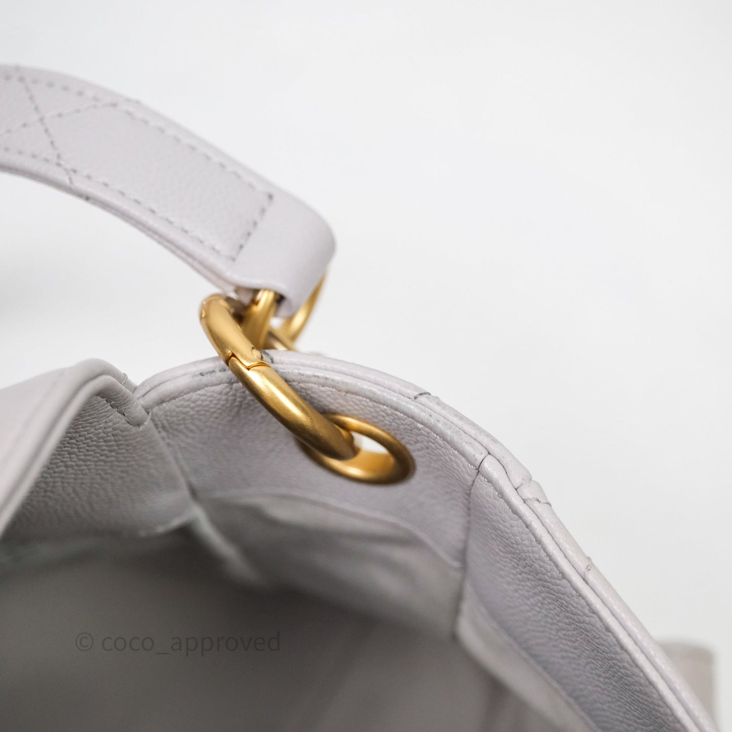 Chanel Double Pocket Hobo Bag Grey Caviar Aged Gold Hardware