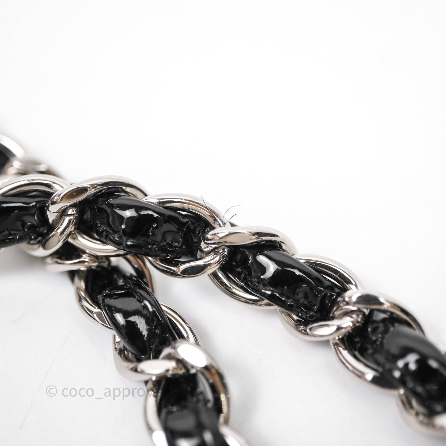 Chanel Medium Classic Flap Quilted Black Patent Silver Hardware