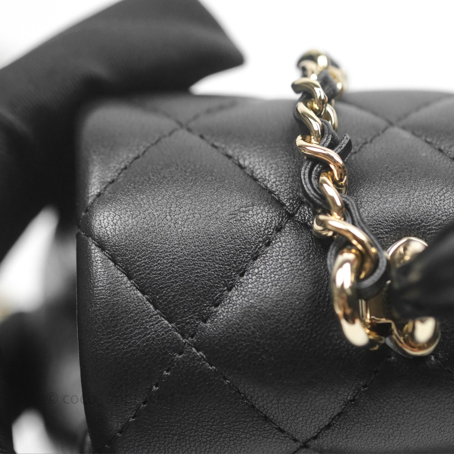 Chanel Top Handle Mini Rectangular Flap Black Lambskin Gold Hardware