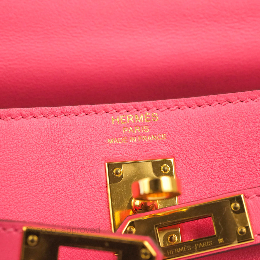 Hermès Retourne Kelly 25 Veau Swift Rose Azalee Gold Hardware