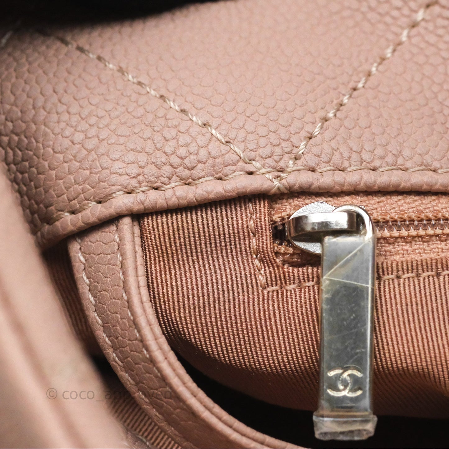 Chanel Quilted Tote Bag Pink Caviar Silver Hardware