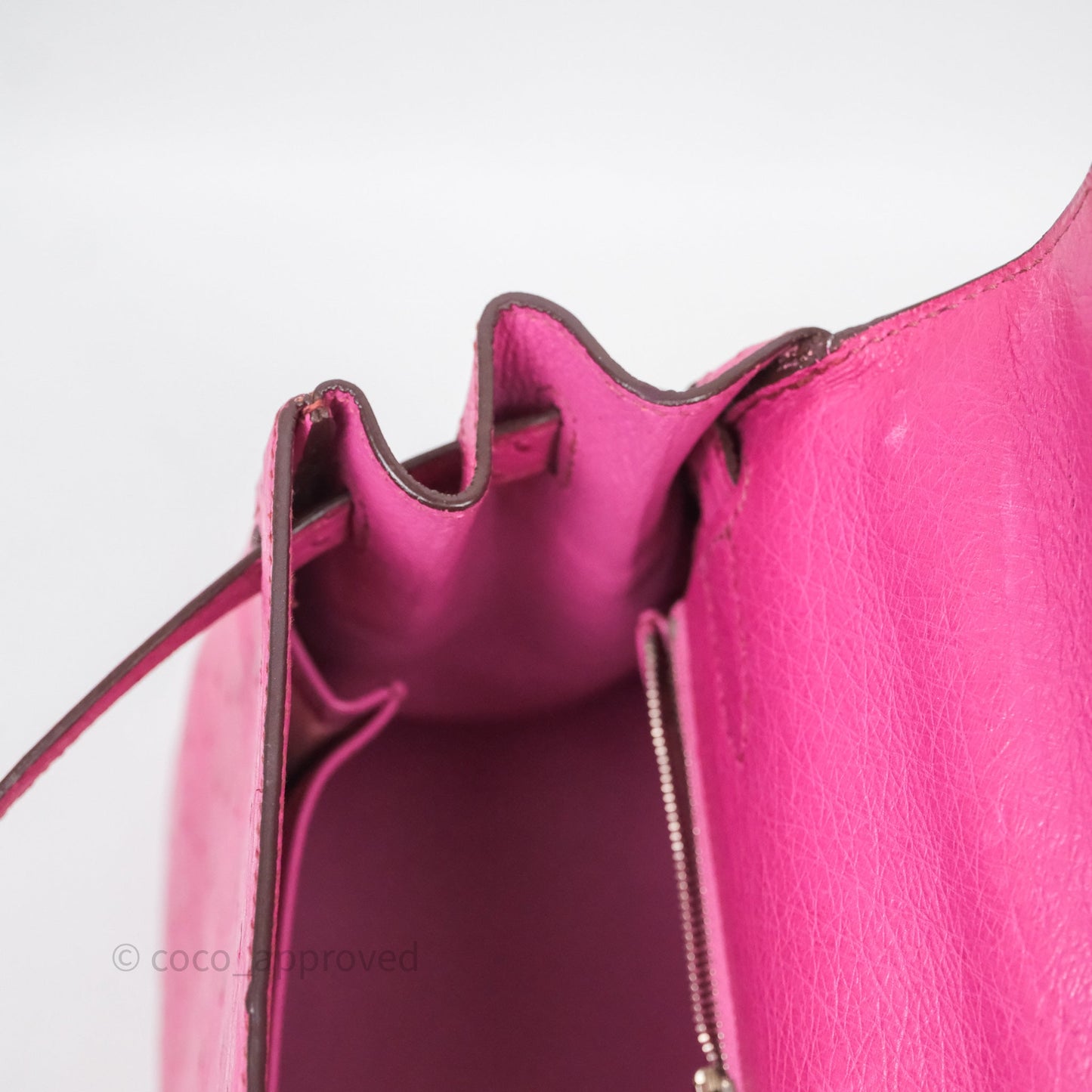Hermes Kelly 32 Fuchsia Ostrich Palladium Hardware