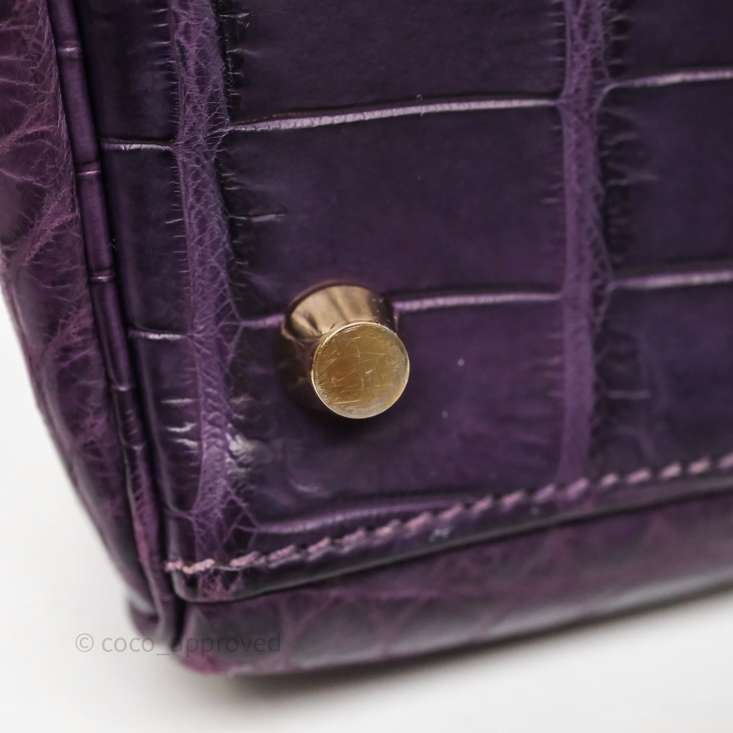 Hermès Kelly 28 Purple Crocodile Gold Hardware