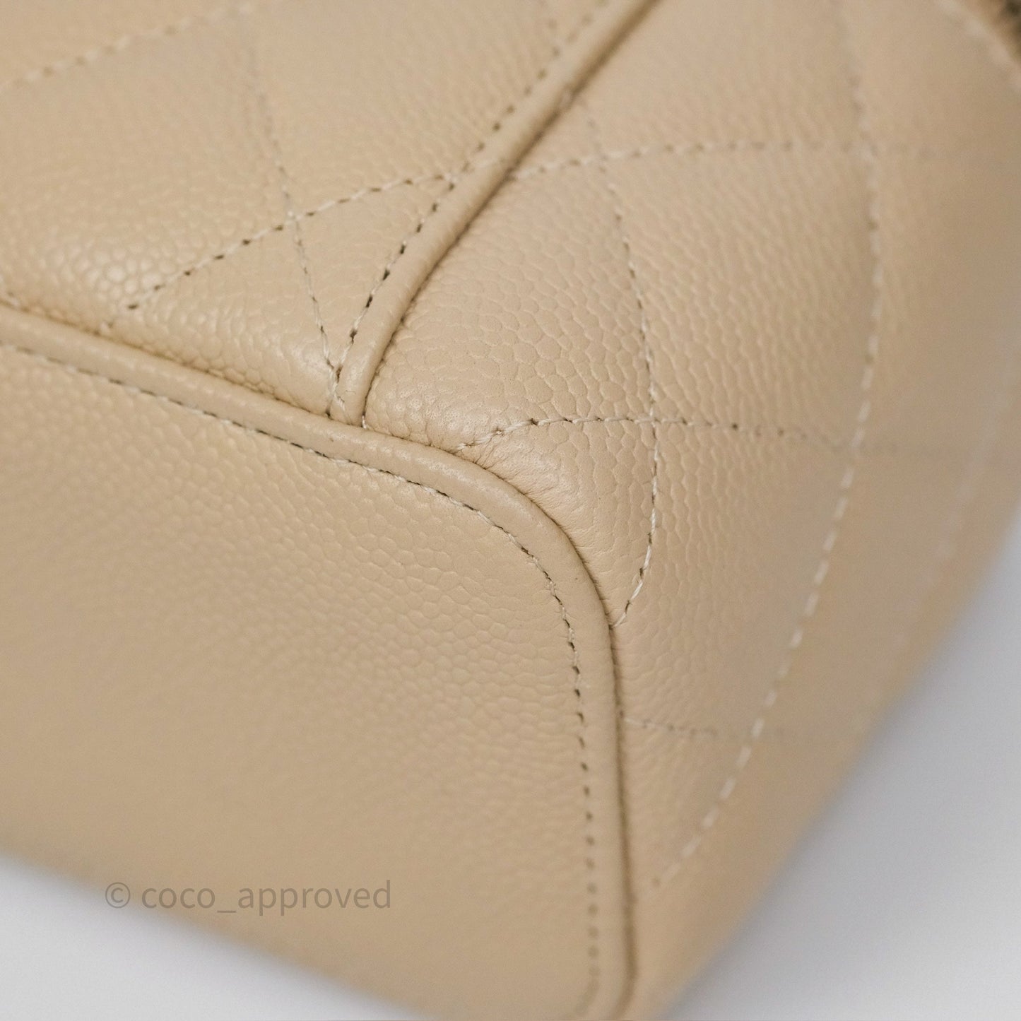 Chanel Mini Vanity With CC Chain Beige Caviar Gold Hardware