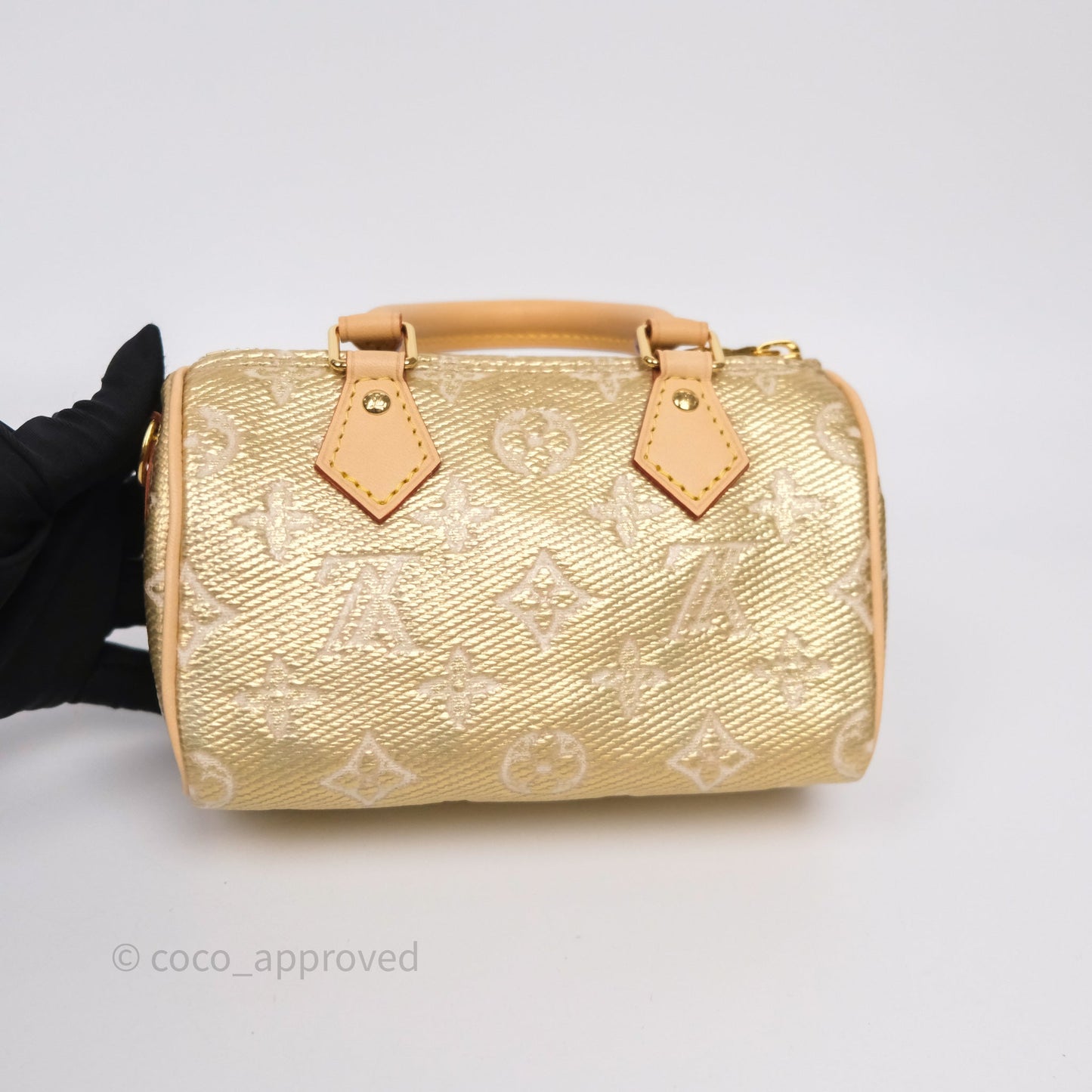 Louis Vuitton Nano Speedy Monogram Gold Jacquard Fabric