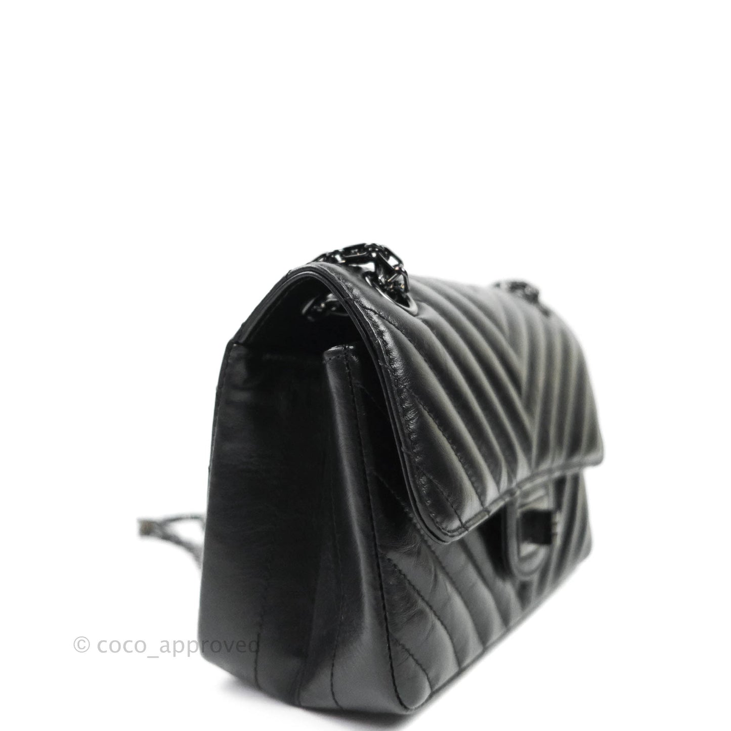 Chanel Mini Reissue 224 So Black Chevron Calfskin Black Hardware