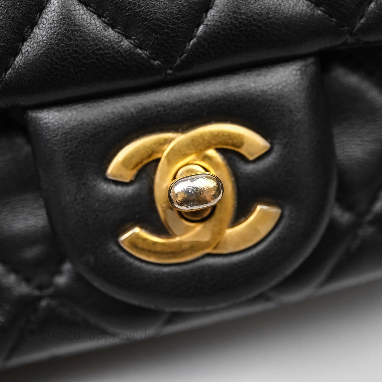 Chanel Pearl Crush Mini Square Quilted Black Lambskin Aged Gold Hardware