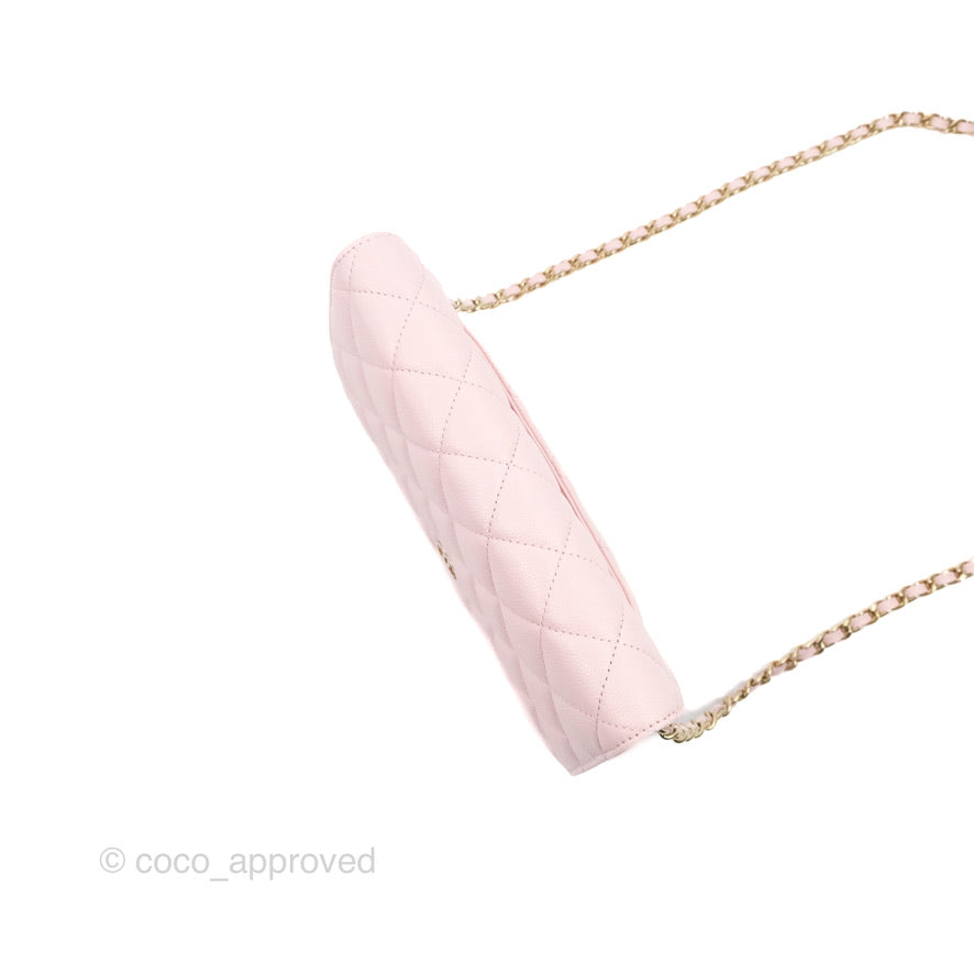 Chanel Quilted Classic Wallet on Chain WOC Pink Caviar Gold Hardware