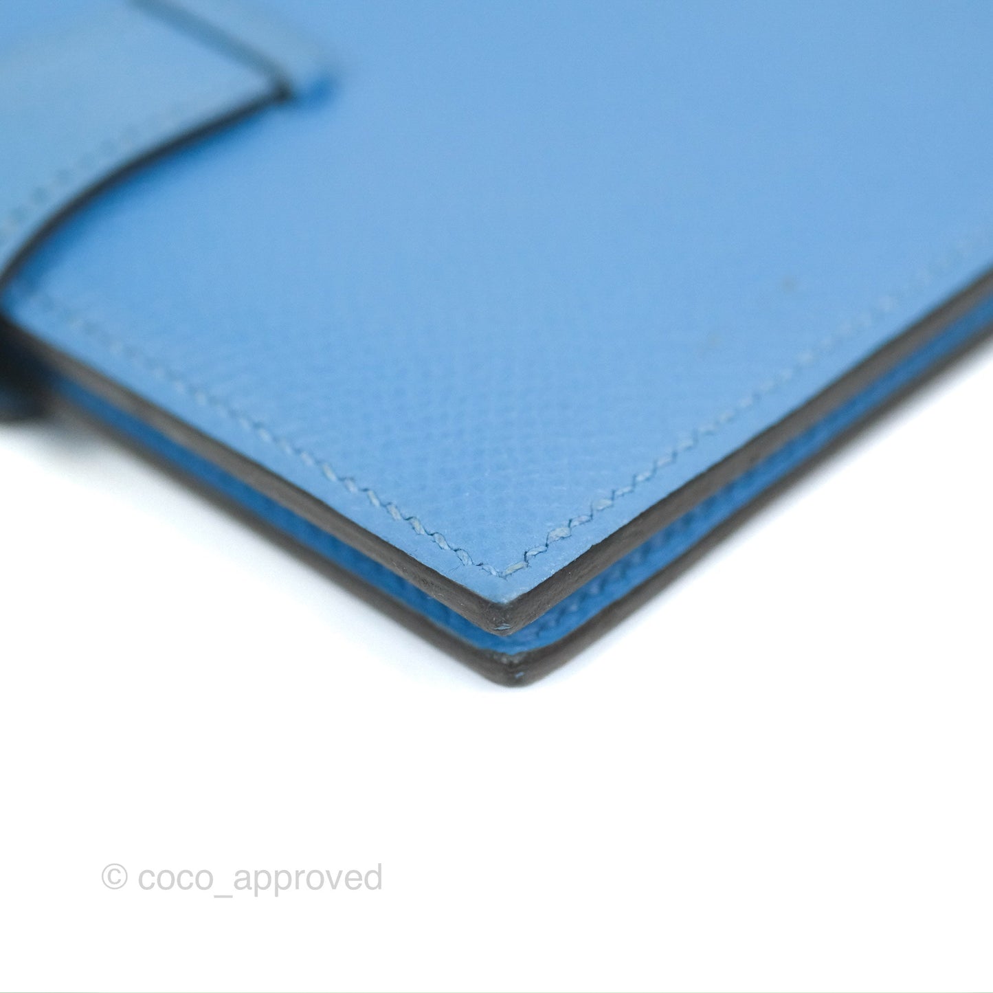 Hermes Bearn Compact Wallet Blue Epsom Palladium Hardware