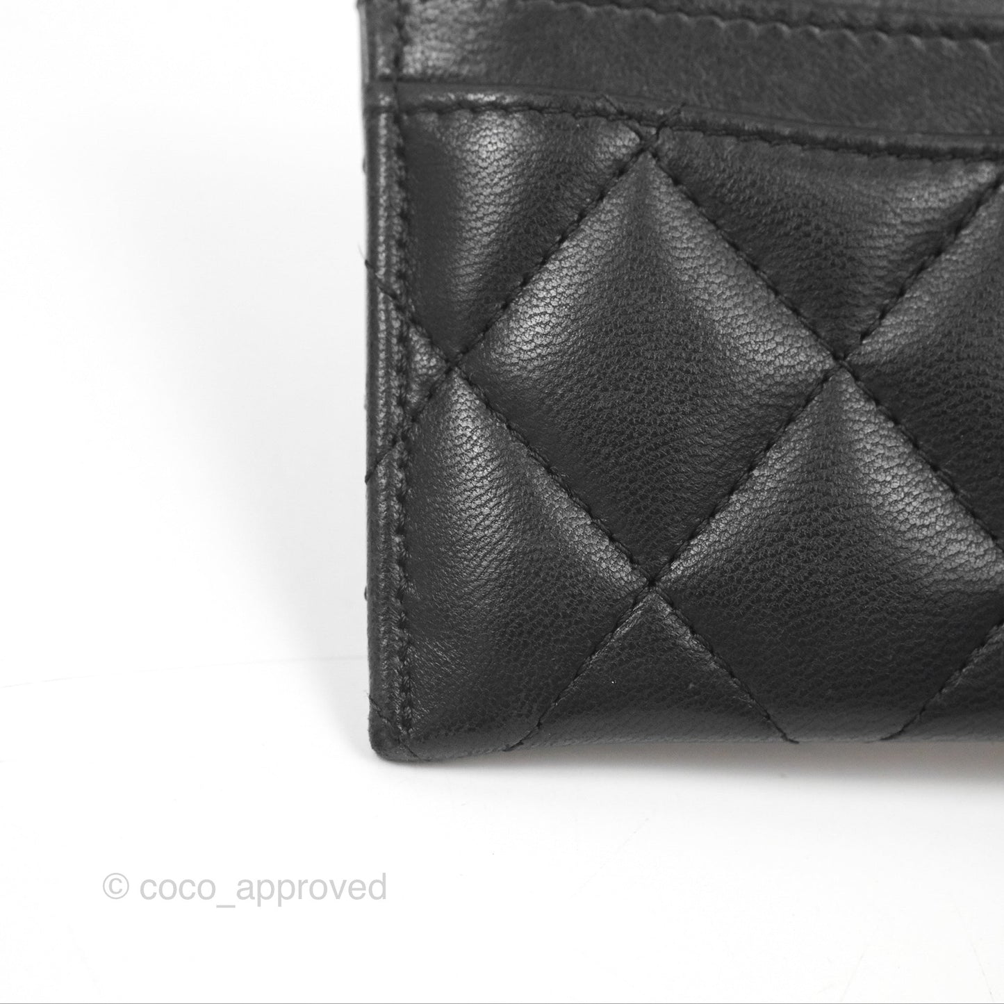 Chanel Classic Flat Card Holder Black Lambskin Gold Hardware
