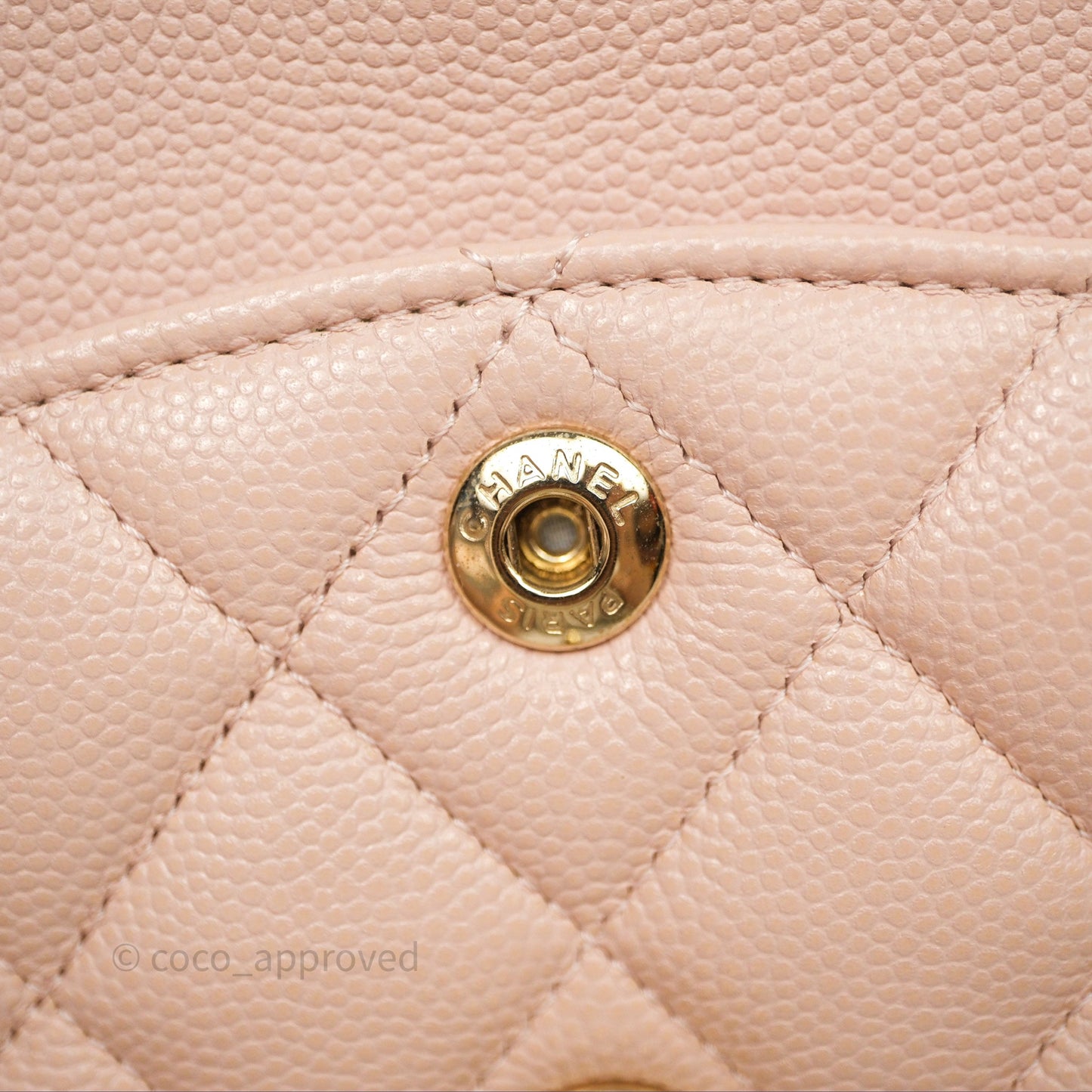 Chanel Small Classic Flap Quilted Rose Clair Caviar Gold Hardware