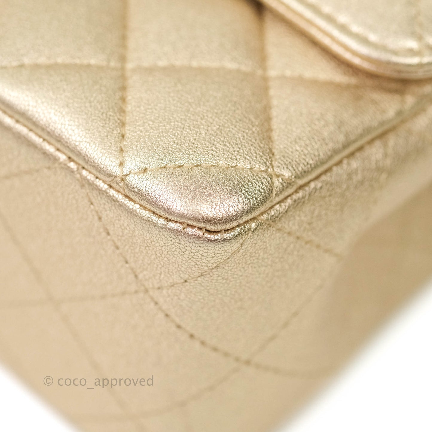 Chanel Quilted Mini Rectangular Iridescent Gold Lambskin Gold Hardware