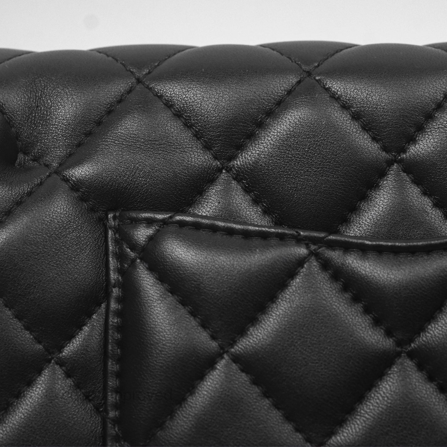 Chanel Logo Pearl Chain Flap Bag Black Lambskin Gold Hardware