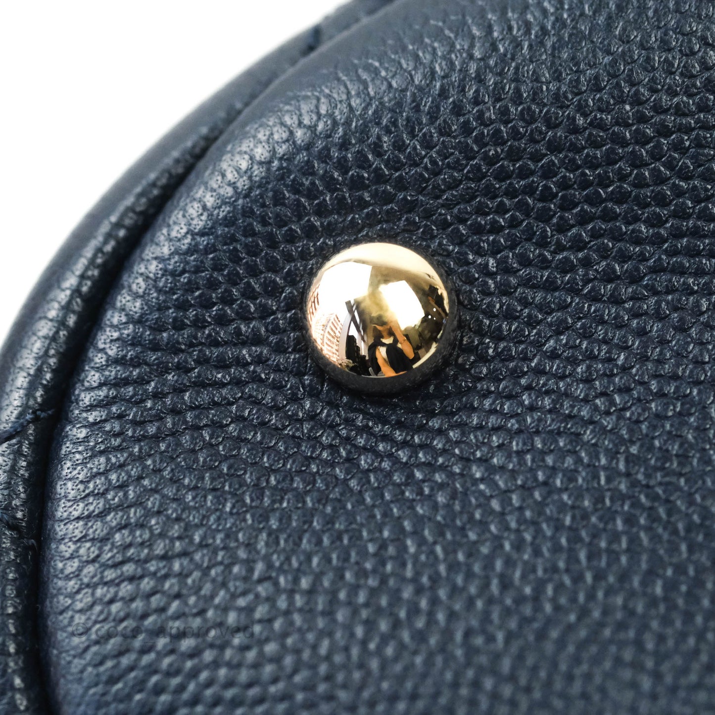 Chanel Caviar Quilted Rolled Up Bucket Drawstring Bag Navy Gold Hardware