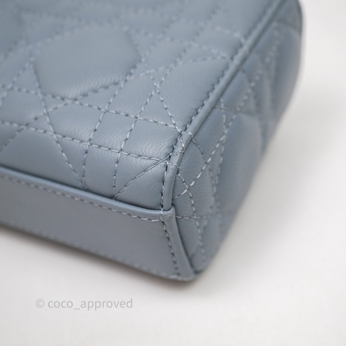 Christian Dior Micro Lady D-Joy Bag Blue Cannage Lambskin Light Gold Hardware