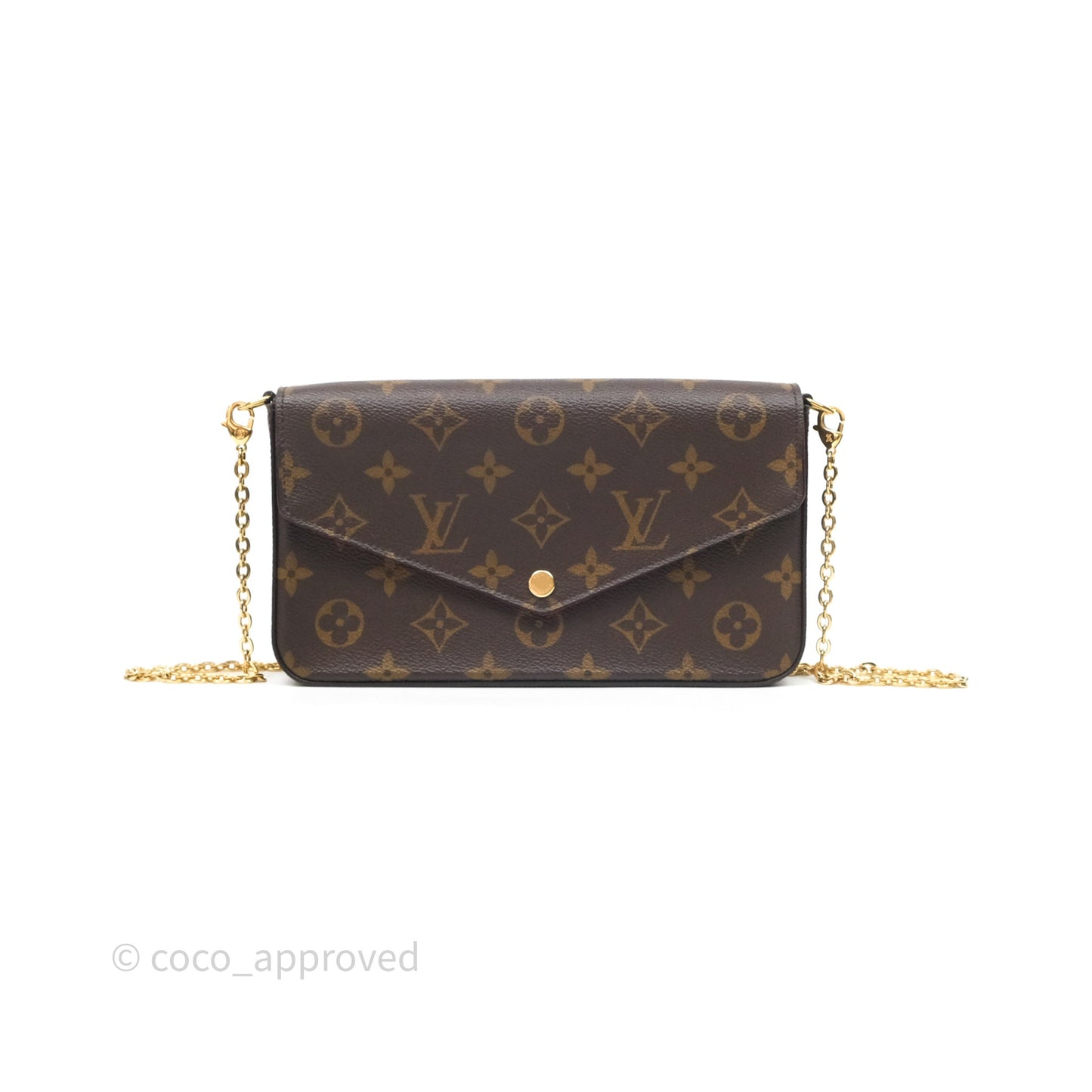 Louis Vuitton Félicie Pochette Clutch Monogram Canvas Gold Hardware