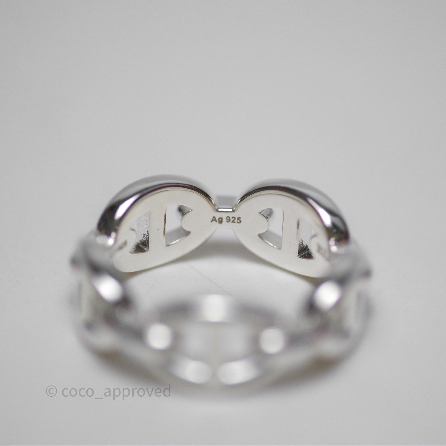 Hermès Sterling Silver PM Chaine d'Ancre Enchainee Band Ring Size 52