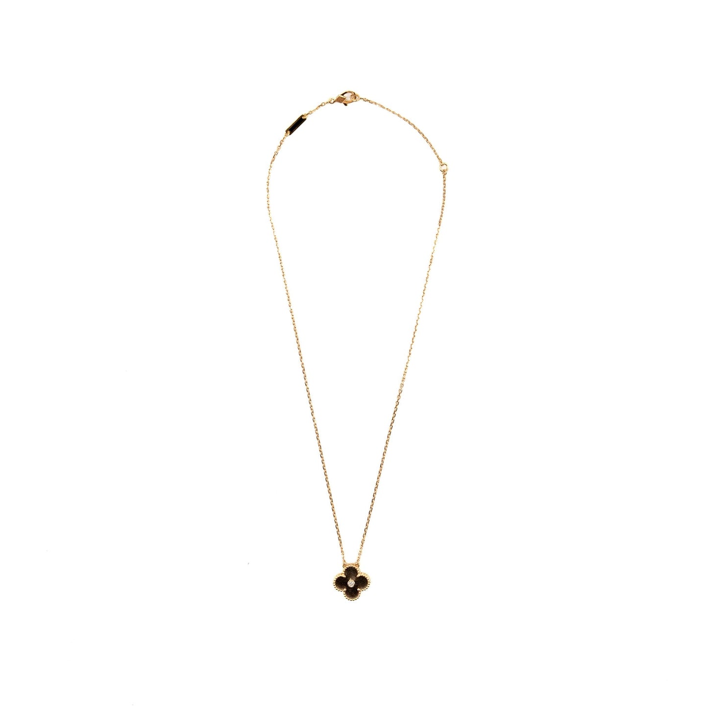 VAN CLEEF & ARPELS 2023 HOLIDAY LIMITED PENDANT SILVER OBSIDIAN / ROSE GOLD / DIAMOND