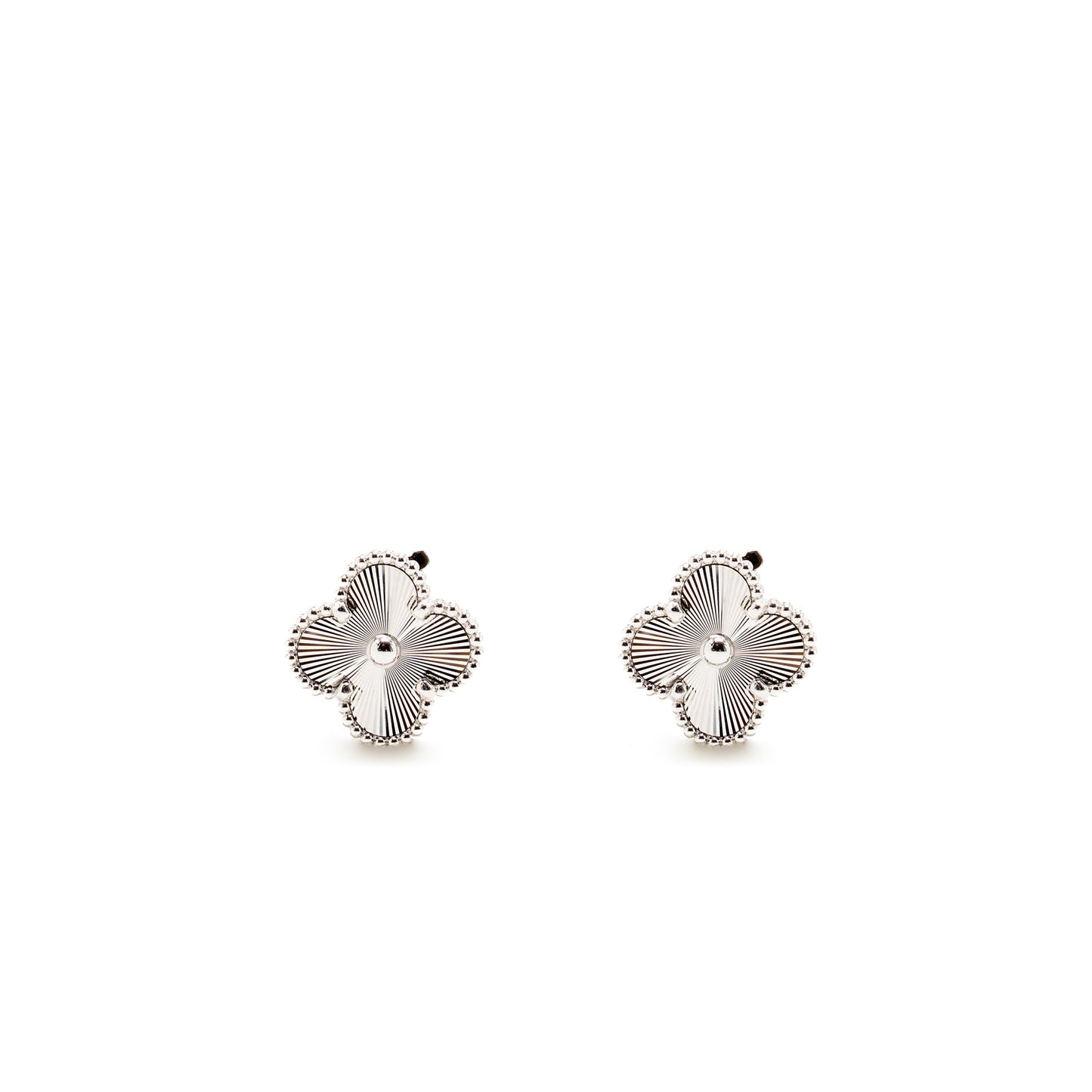 Van Cleef & Arpels Vintage Alhambra Earrings Guilloche White Gold