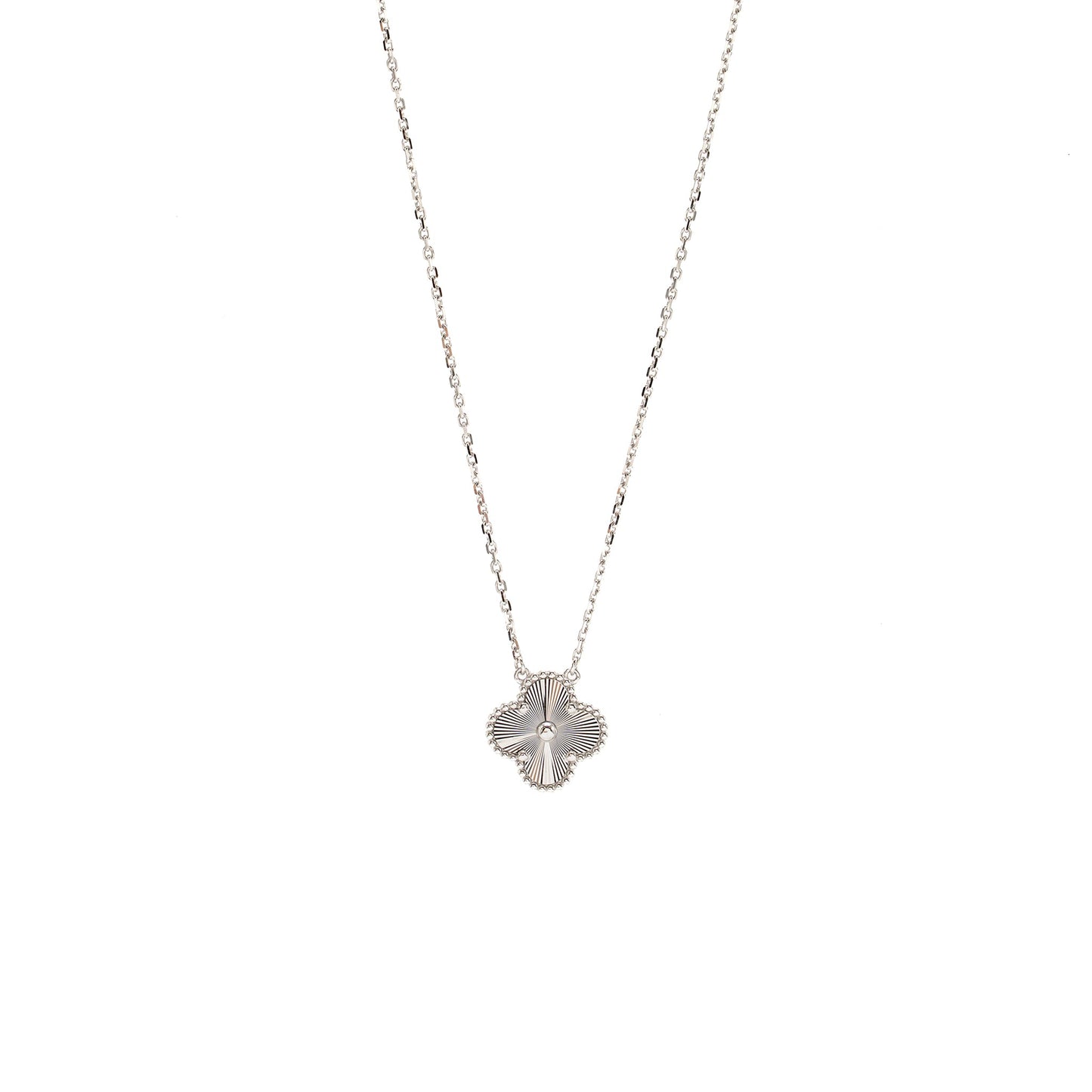 Van Cleef& Arpels Vintage Alhambra Pendant Guilloche White Gold