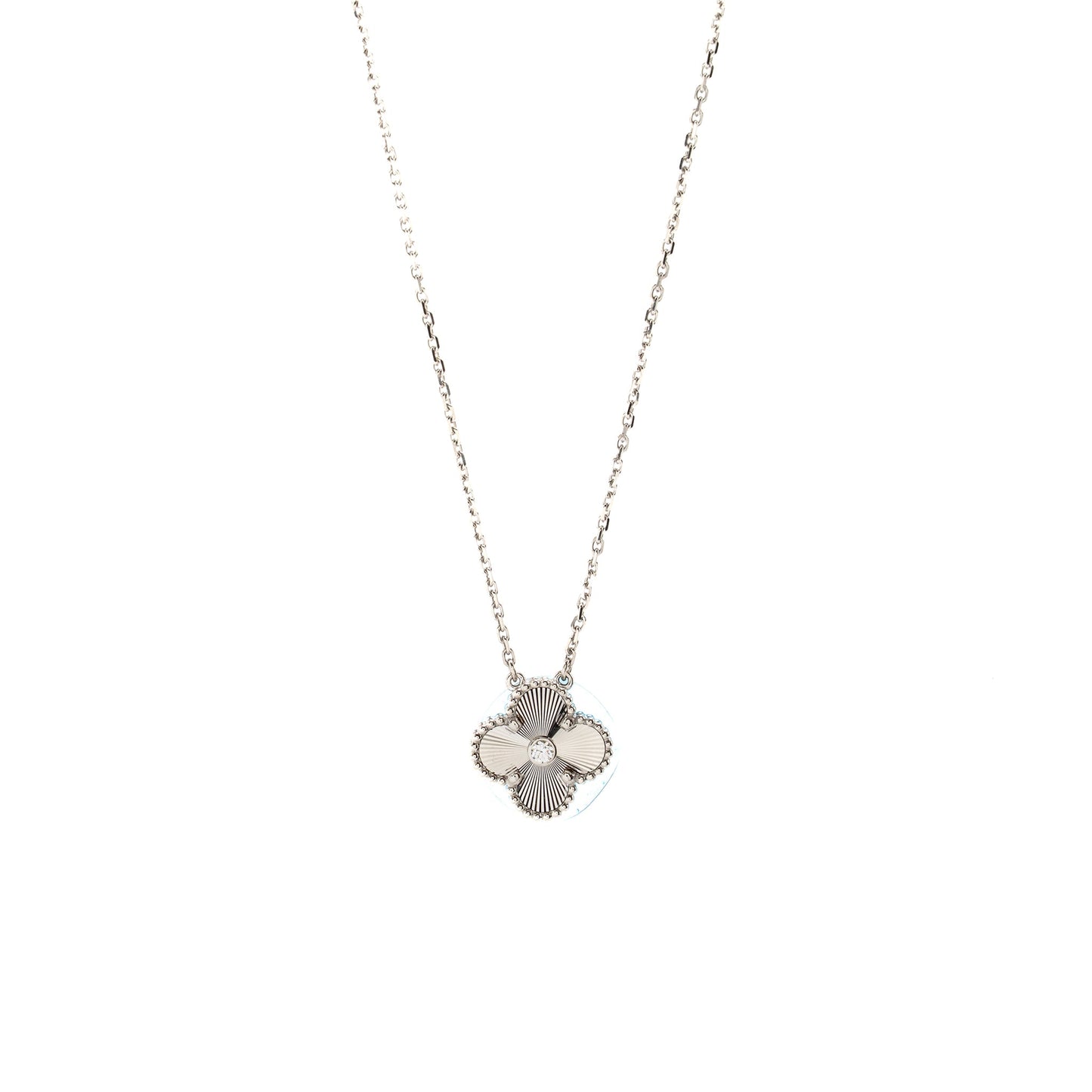 Van Cleef & Arpels 2020 Holiday Limited Pendant Guilloche White Gold Diamond
