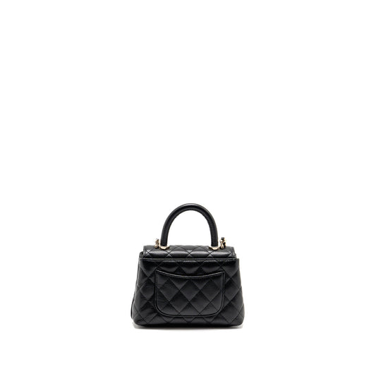 Chanel Coco Handle Mini Clutch with Chain Caviar Black LGHW (Microchip)