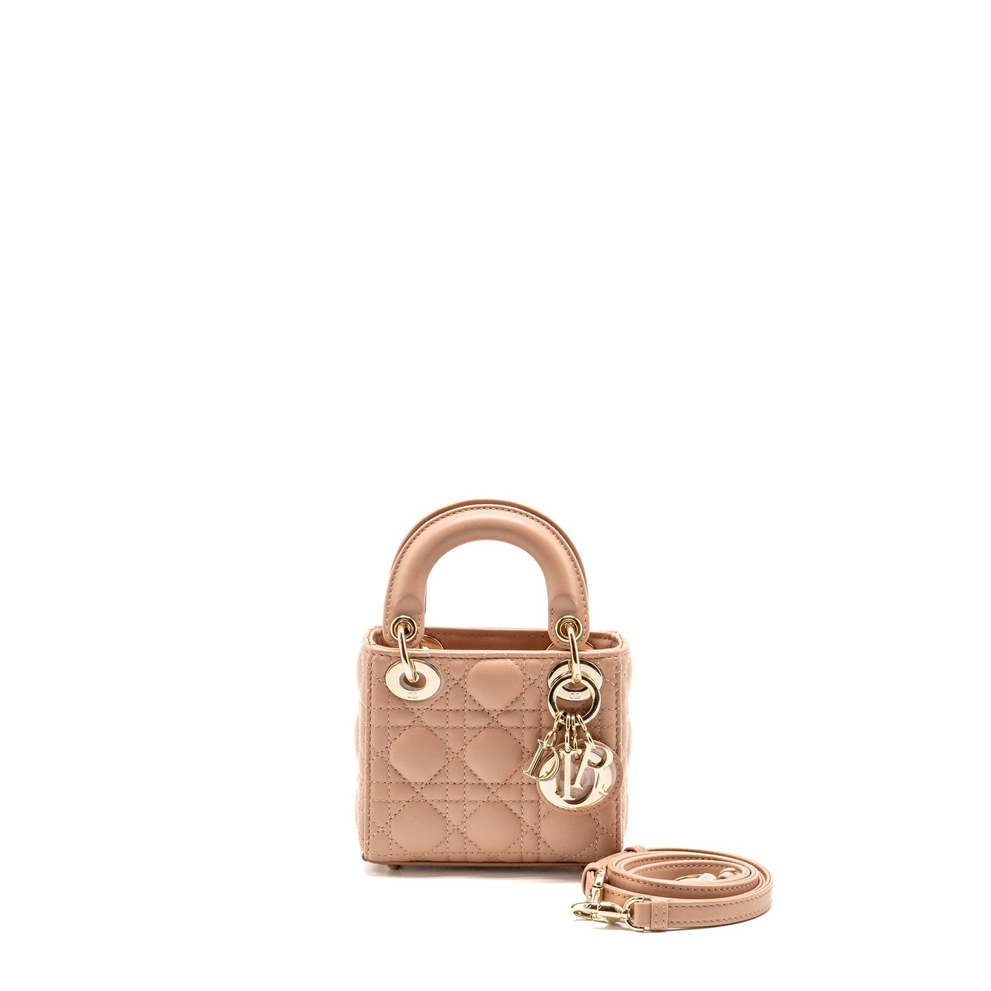 Dior Micro Lady Dior Cannage Lambskin Rose Des Vents LGHW