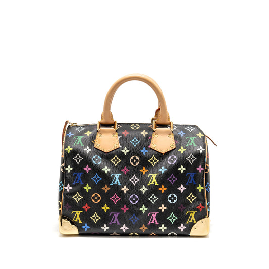 Louis Vuitton x Takashi Murakami Speedy 30 Limited Edition Multicoloured Monogram Canvas Black GHW