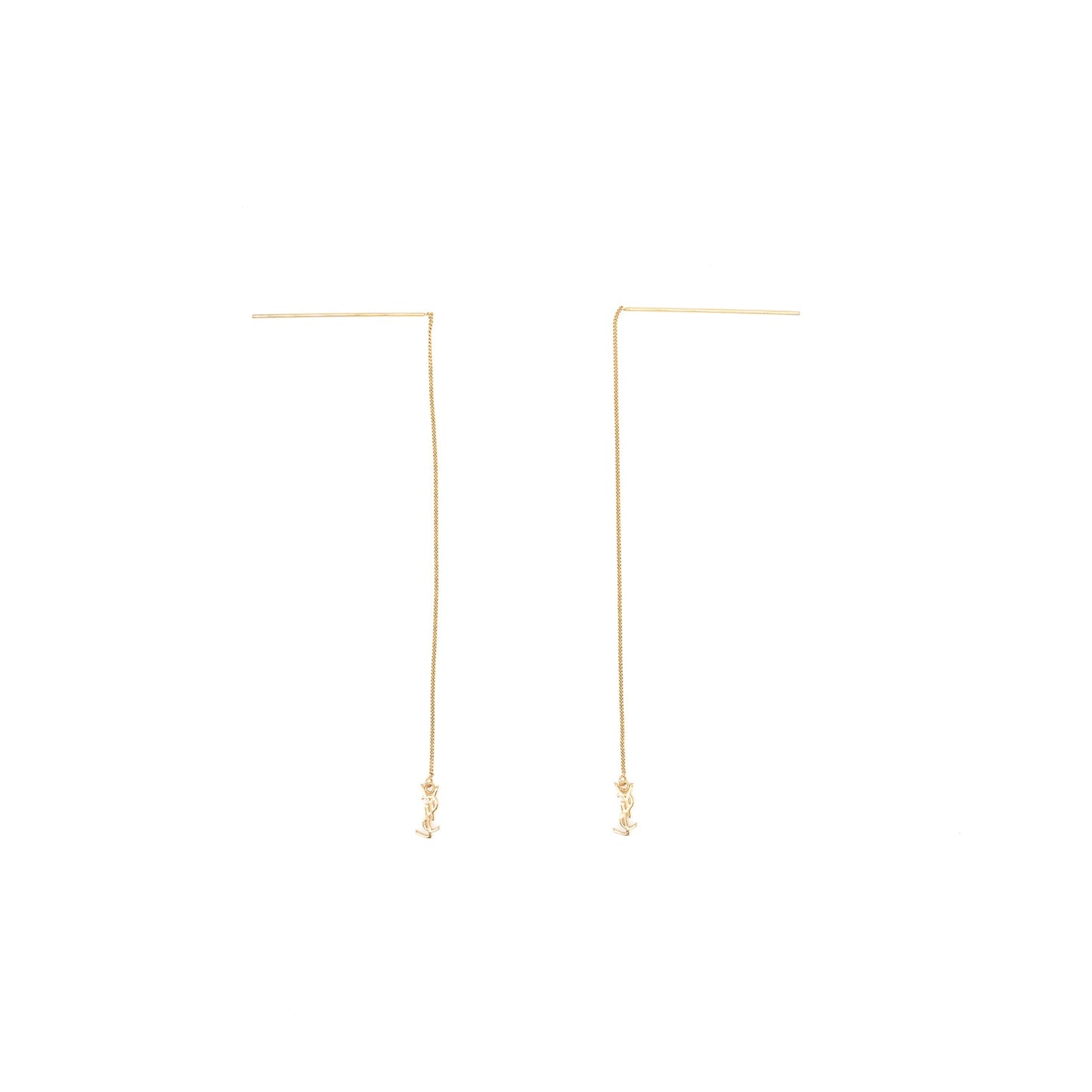 Saint Laurent/YSL Logo Dropped Earrings Gold Tone