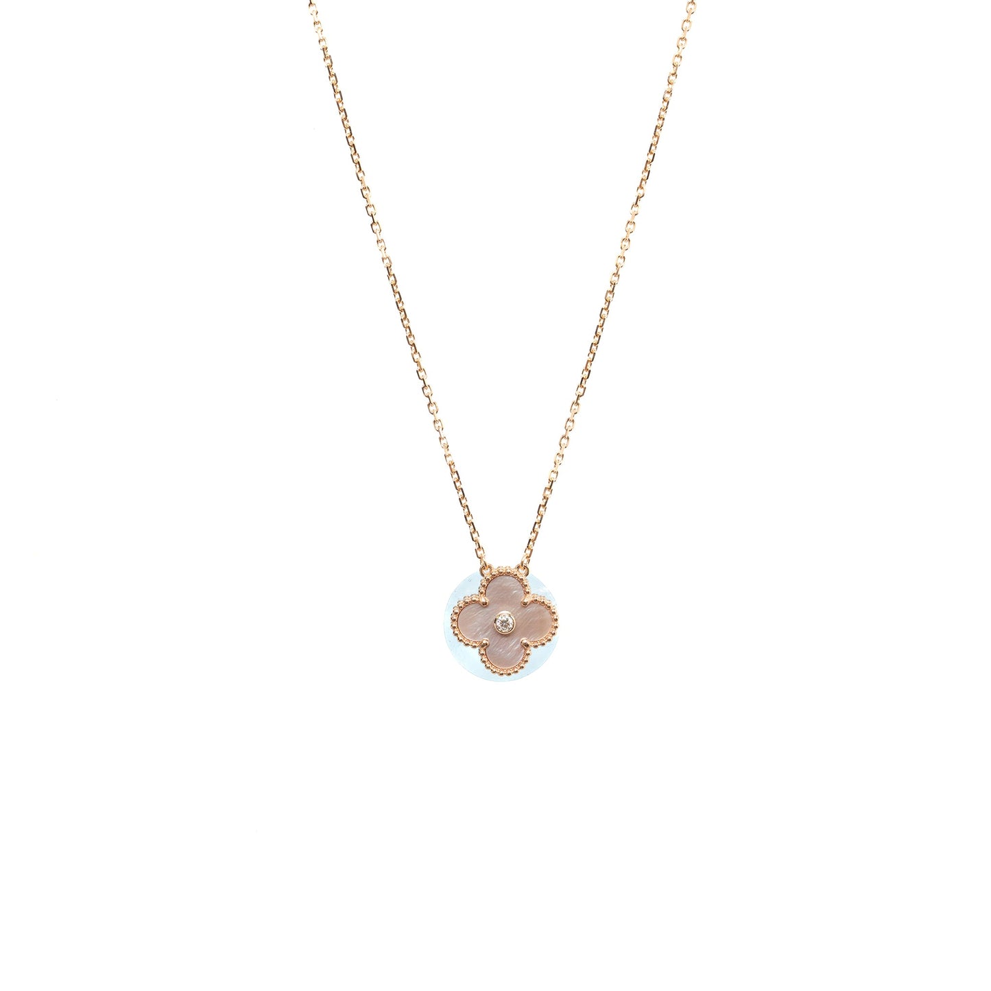 Van Cleef & Arpels 2025 Holiday Pendant Pink Mother of Pearl, Rose Gold, Diamond